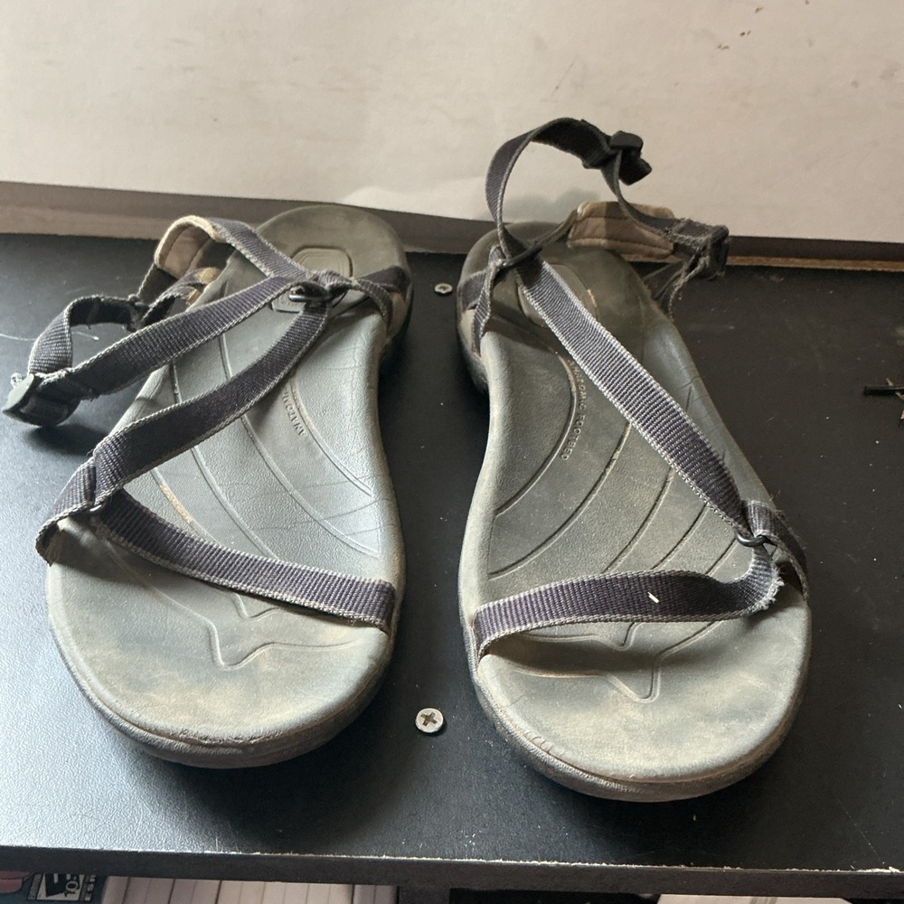 Teva Zirra Shoc Pad Black Ankle Strap Hiking Sandals Womens 10.25 Inch Insole